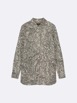 Nanso JÄLKI paitapusero - musta-luonnonvalkoinen* Pellavavaatteet|Paidat Ja Tunikat